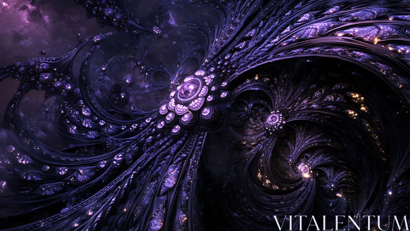 Celestial fractal nebula spiraling through violet voids.
