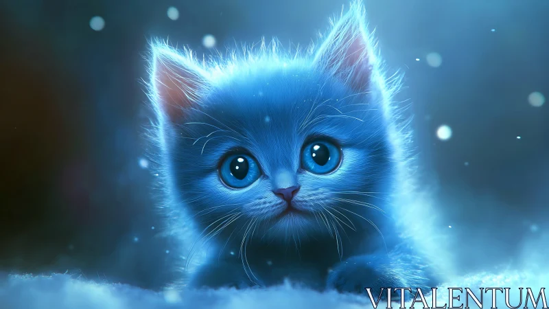 Luminescent Kitten: Glowing Guardian in Ethereal Frost.
