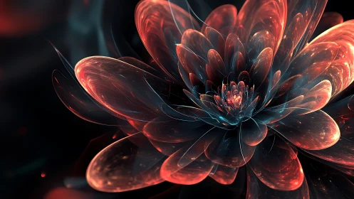 Luminescent fractal flower glows in deep cosmic darkness