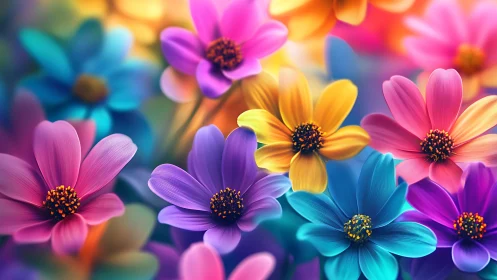 Bursting Rainbow Blooms: Nature's Vivid Celebration.