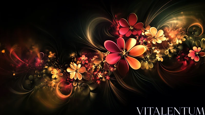 Nebula Bloom Parade of Luminous Ember Petals at Dusk.