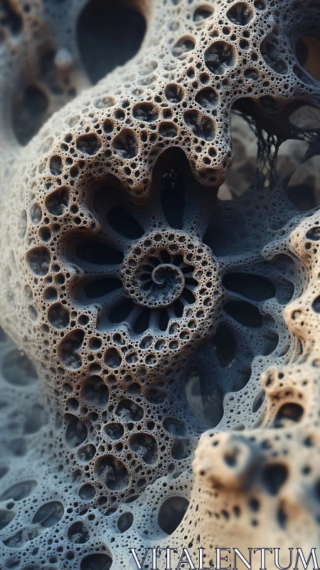 Fractal coral spiral carves a labyrinth of foam and shadow.