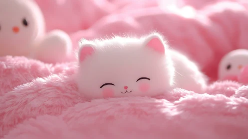Snuggled in Softness: A Dreamy White Kitten's Moment.