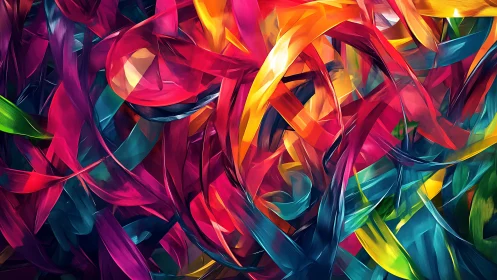 Interlaced digital ribbons form a dense multicolor abstraction