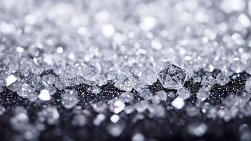 Sparkling cluster of diamonds glowing in soft silver light.