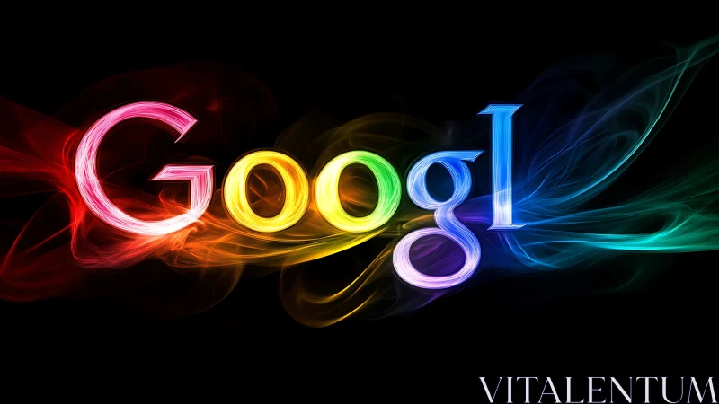 Neon rainbow logotype swirling with luminous energy trails.