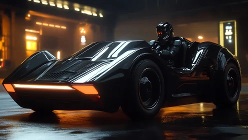 Midnight racer leans into neon silence before the sprint