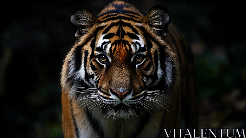 Night-born tiger gaze carves a golden path through shadow