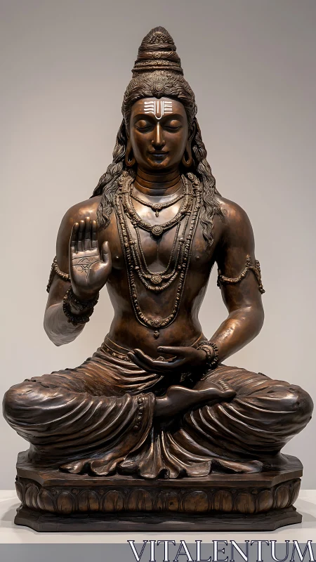 Bronze Shiva in serene lotus, radiating timeless stillness.