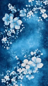 White Blossoms Float Deep Blue Dreamscape
