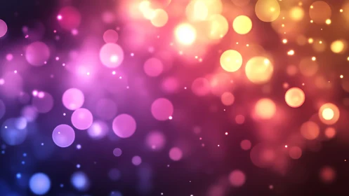 Vibrant bokeh light background in purple and gold abstract style.