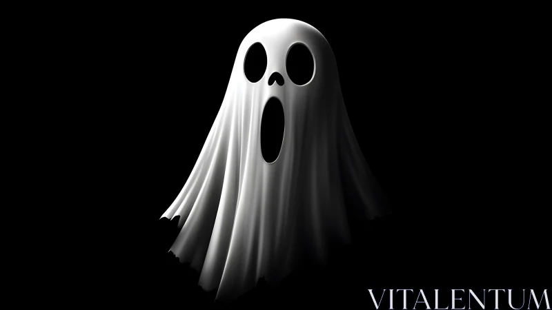 Playful sheet ghost floating softly in the moonlit dark.