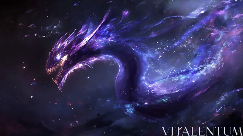 Cosmic serpent-shaped energy creature curves through space