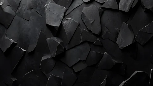 Abstract dark stone wall with sharp geometric shapes, modern style.