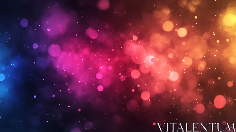 Chromatic bokeh gradient unifying neon particles and haze