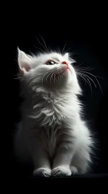 Luminous Whisker Symphony: Majestic White Cat Ascending.