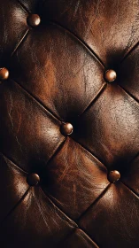 Brown leather upholstery displays tufted diamond grid pattern