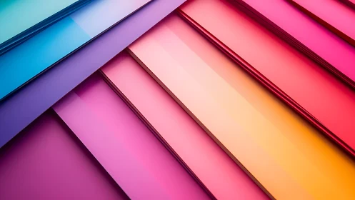 Layered gradient panels create a bold geometric color wave