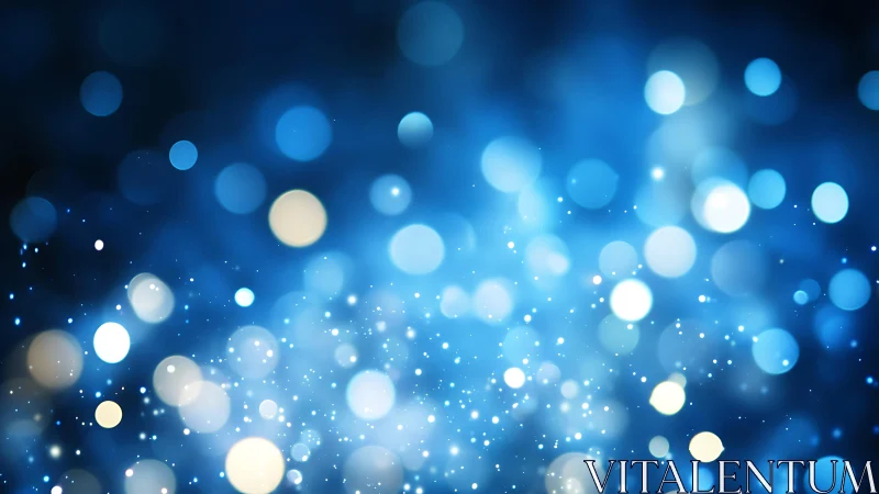Abstract blue bokeh lights background with soft glowing circles.