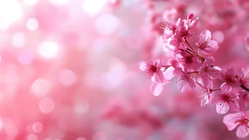 Pink Flowering Blossoms with Bokeh Background
