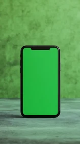 Black Smartphone with Green Screen Display