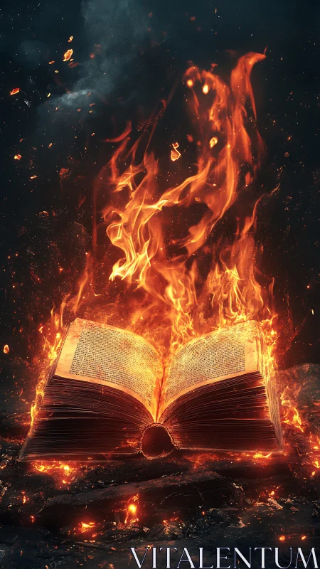 Burning Book Ignites with Powerful Flames and Light