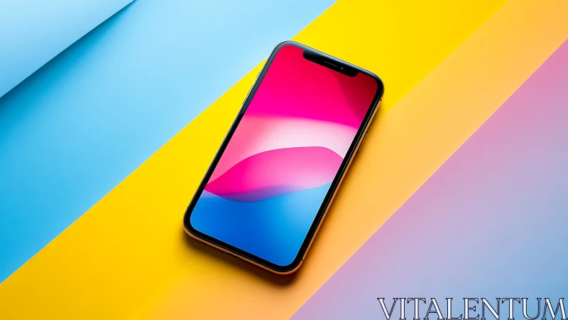 Modern smartphone displaying vibrant gradient wallpaper.