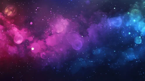 Vibrant nebula clouds blend magenta and cyan across deep space