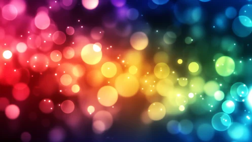 Rainbow bokeh lights drift across a vibrant blurred spectrum.