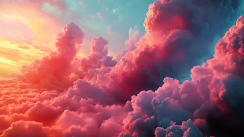 Digital painting of neon dusk cloudscape in cinematic depth.