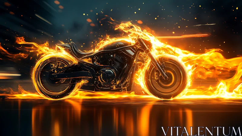 Flaming street phantom outruns the night on molten wheels