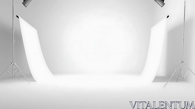 White seamless photo studio backdrop with soft key lighting.