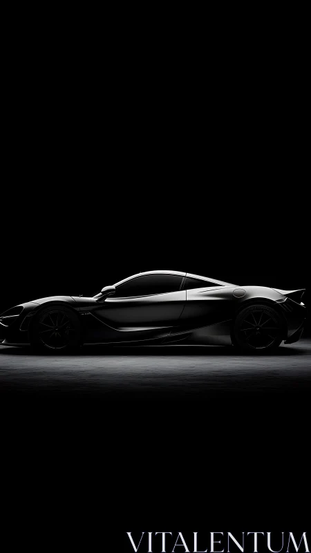 Midnight silhouette of a sleek supercar at quiet idle.
