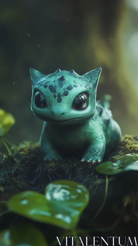 Gentle forest hatchling with shining eyes and quiet wonder.