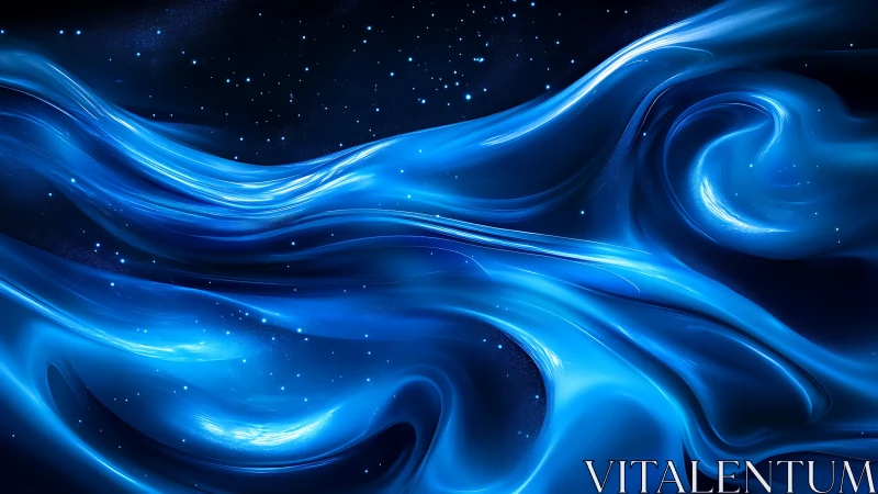 Luminescent blue plasma currents flowing through starfield