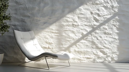 Minimalist Lounge Chair in Sunlit Concrete Space.