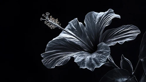 Hibiscus Flower Against Black Background