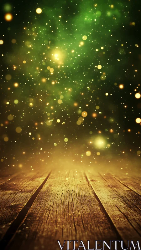 Starlit Woodland Stage With Floating Golden Firefly Dust.