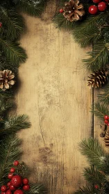 Rustic holiday greenery framing a cozy wooden backdrop.