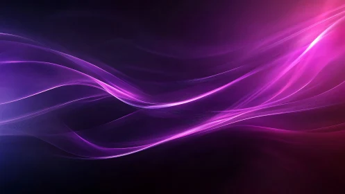 Vibrant magenta light waves flow across a deep cosmic void