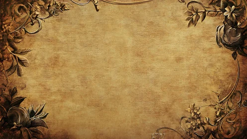 Vintage floral parchment frame with warm golden charm.