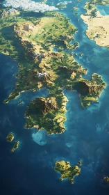 Aerial View of British Isles from Flight Path