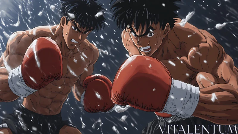 Boxing Athletes in Combat - Anime Action Scene.