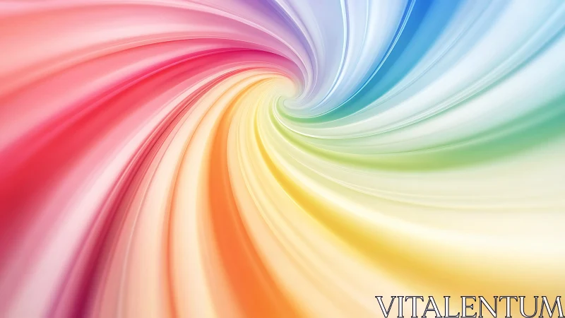 Radiant rainbow vortex with smooth swirling color bands.