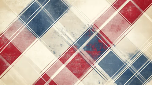Diagonal red blue plaid pattern with vintage texture.