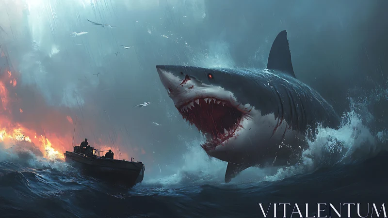 Storm‑lashed ocean erupts as a colossal shark ambushes hunters