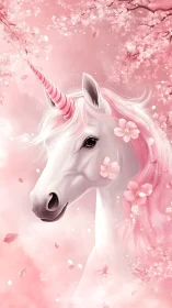 Gentle cherry blossom unicorn drifting through soft spring dreams.