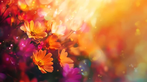 Chromatic Floral Soft Focus: Warm Bokeh Composition.