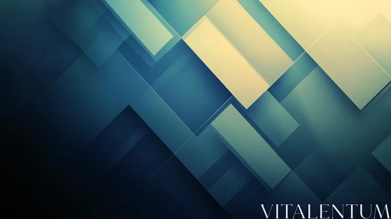 Layered geometric rectangles in blue and yellow gradient.