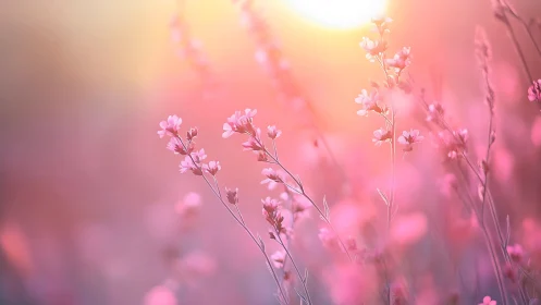Pink Flowering Plants in Soft Diffuse Sunlight